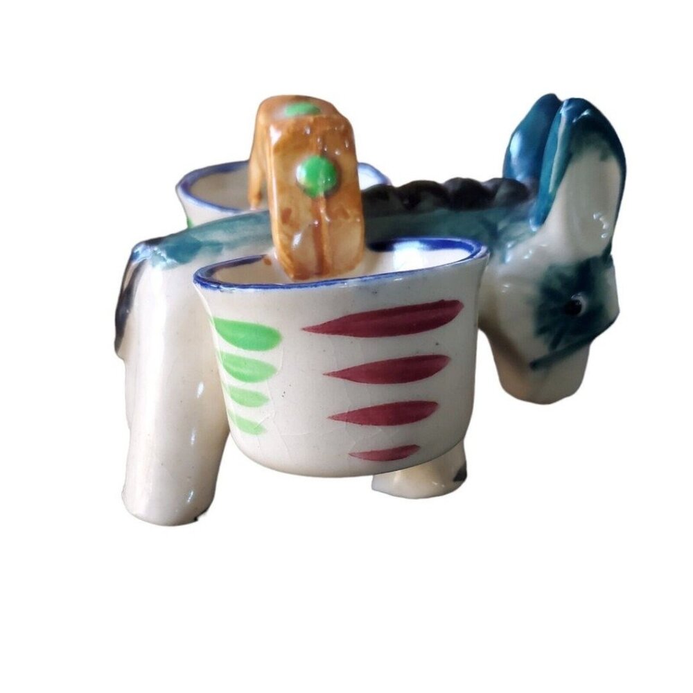 Vintage Jaham Ceramic Donkey Planter With Twin Pots & Saddle